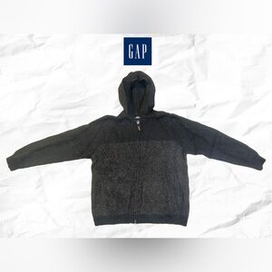 GAP Men’s Knit By Hand Charcoal and Black Wool Full-Zip Hoodie